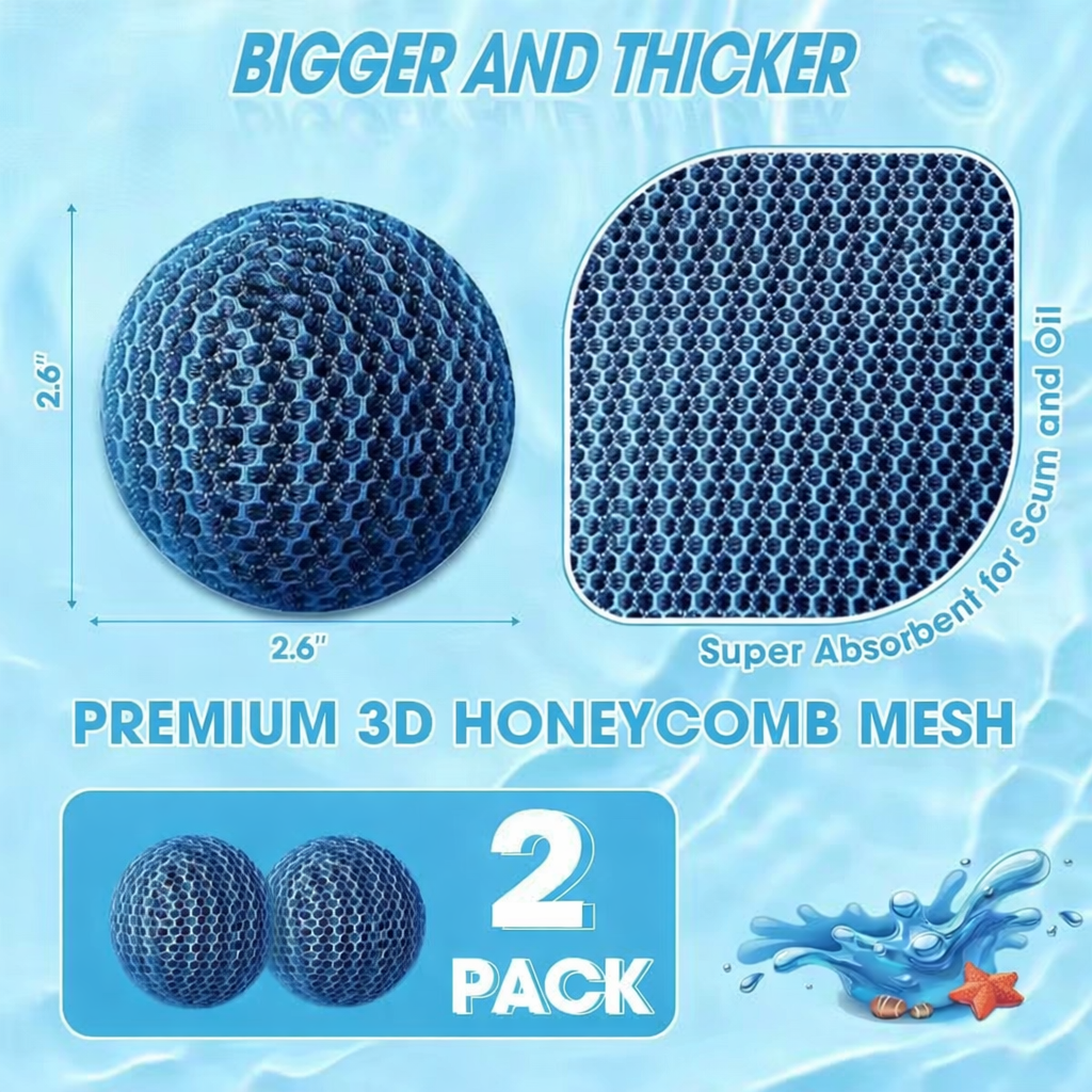 Scum Absorber Balls , Oil-Absorbing Sponge For Spa (2 pack)